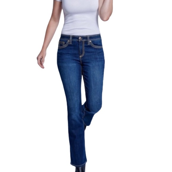 Seven7 Jeans Slim Boot Cut Flap Butt Pocket Blue Classic Casual Flare Y2K Size 8 - Picture 1 of 6
